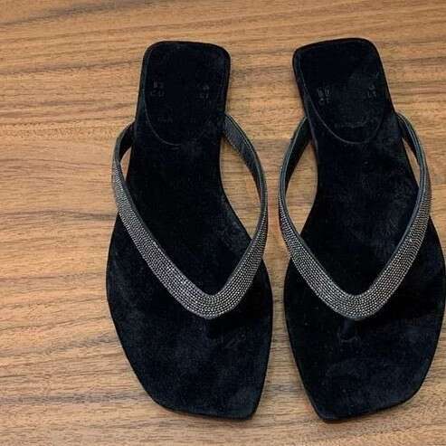 Sheepskin Version ~ French Style Clip Rhinestone Flip-Flops for Women Outdoor Wear 2025 Summer Beach Square Toe Flat Sandals