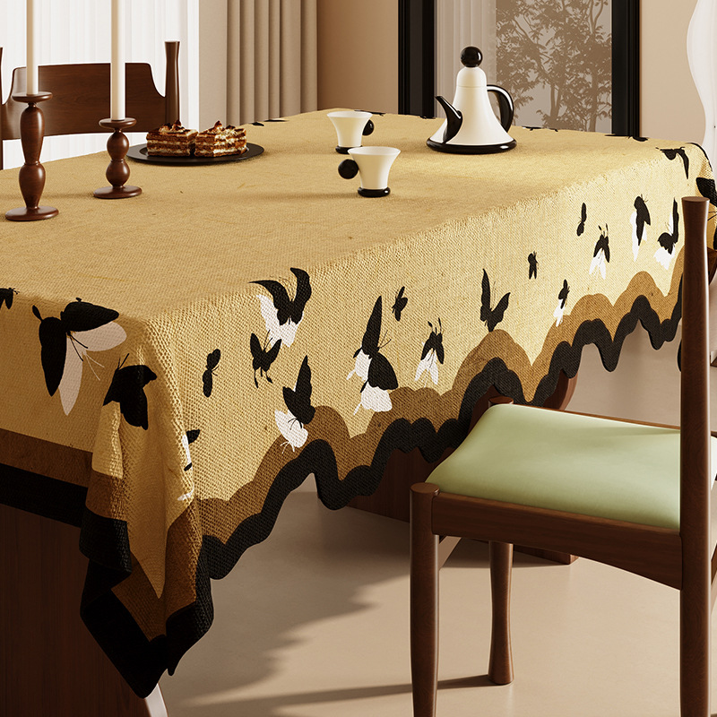 A630 new Chinese style table cloth waterproof and oil-proof washable coffee table cloth living room restaurant rectangular light luxury high-end table