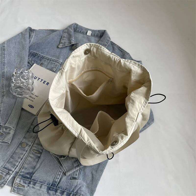 1 Piece Large Capacity Tote Fashion Shoulder Canvas Work Commuting Bucket Bag