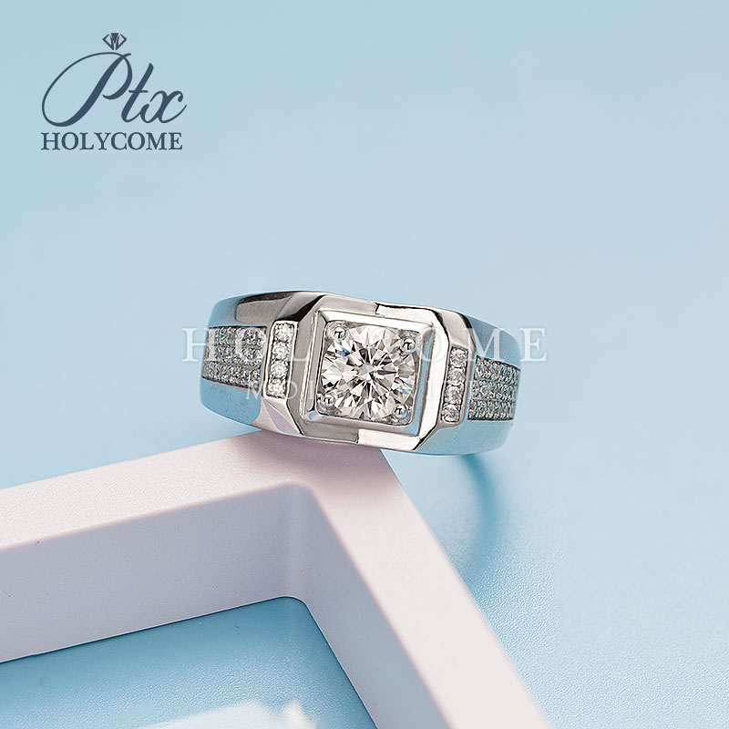 1CT Moissanite Ring Sterling Sliver 925 Men's Rings Couple Wedding Engagement Luxury White D VVS Clarify Good Quality Moissanite Mens Diamond Rin