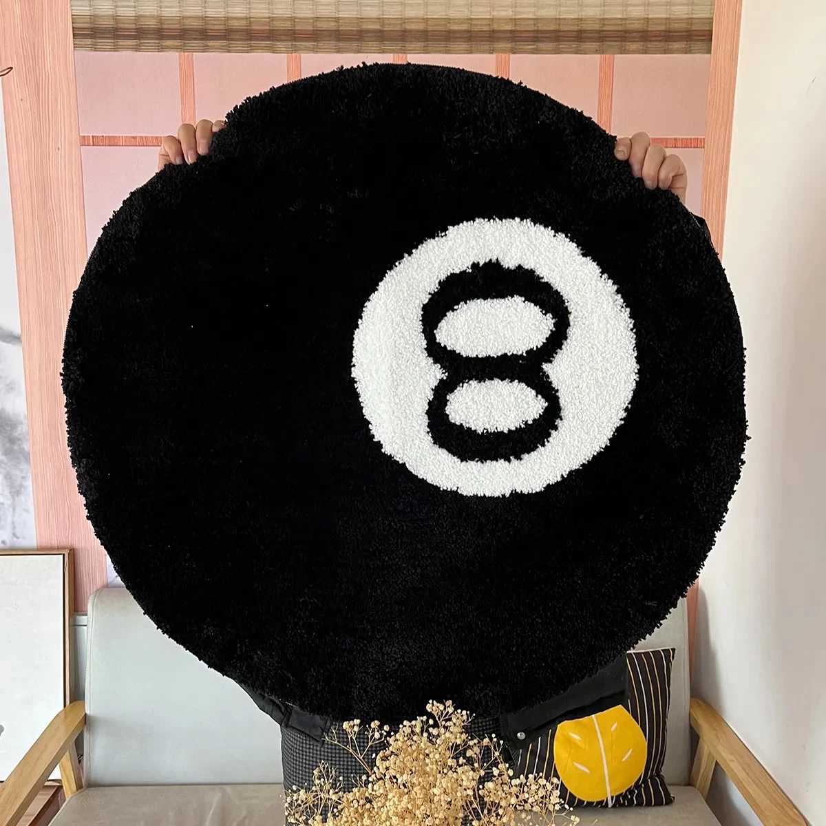 LAKEA 8 Ball Rug Black Round Rug Carpet Non-Slip Flocking Floor Area Rug Bath Mat for Living Room Bathroom Decor Room Home Decor R250528 M260207