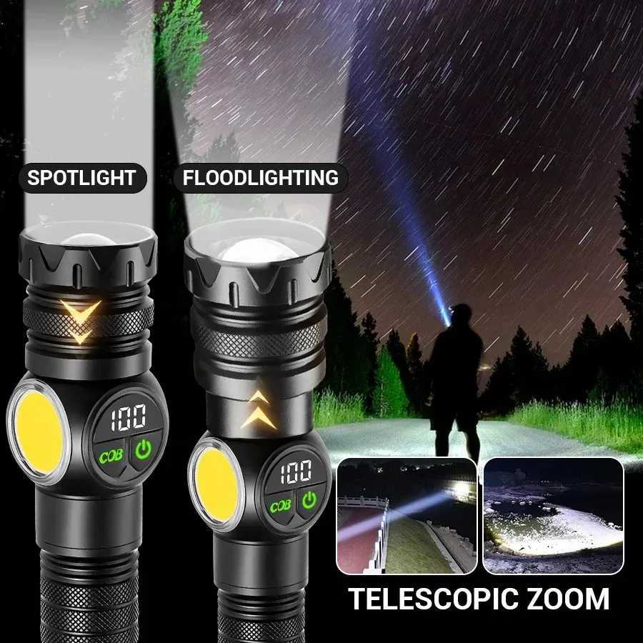 Most Powerful LED Flashlight White Laser Tactical Flash Light USB Rechargeable Zoom Torch Long Range Lamp Camping Lantern XJ250529