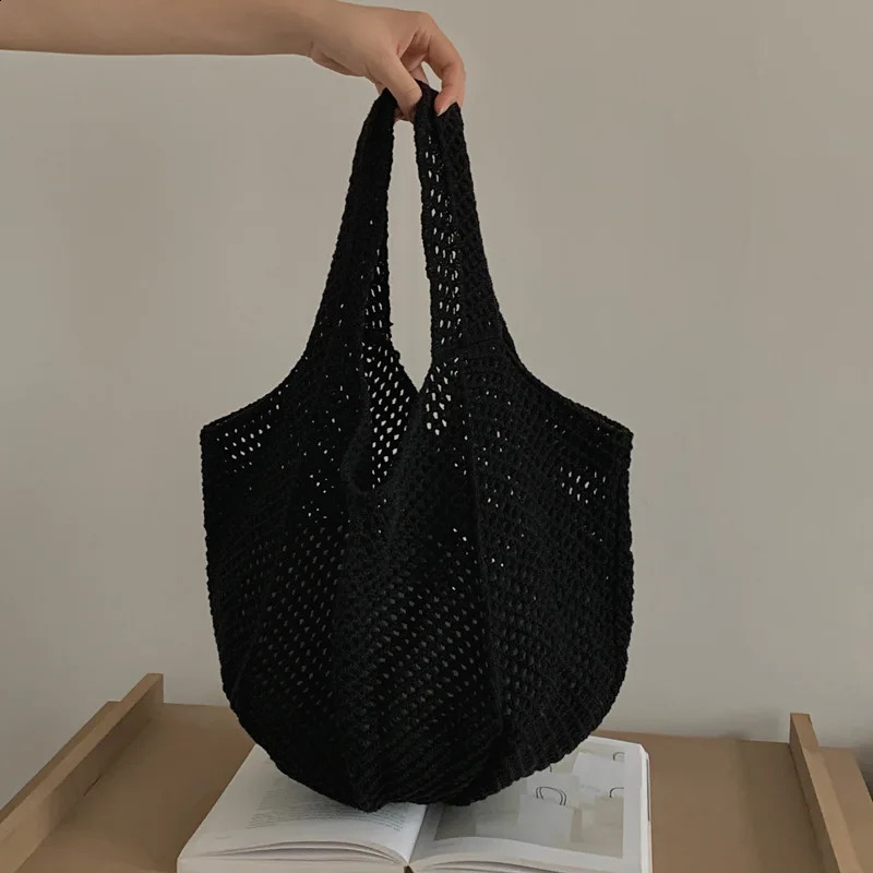 Vintage Crochet Woven Tote Bag for Women Lightweight Durable Handbag Beach Foldable n Travel Shopping Daily Use 250528