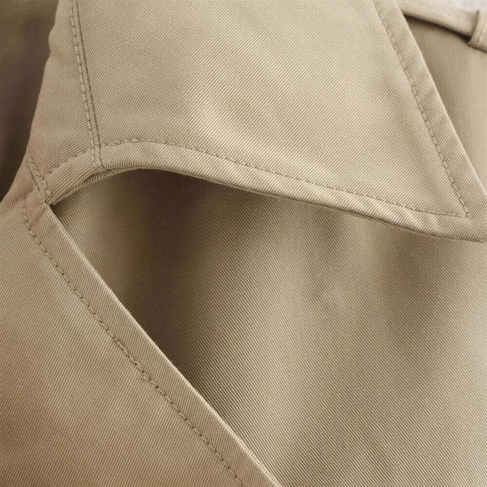 TRAF Autumn New Product Women's Fashion Double breasted Casual Imitation Windbreaker Short Jacket Top