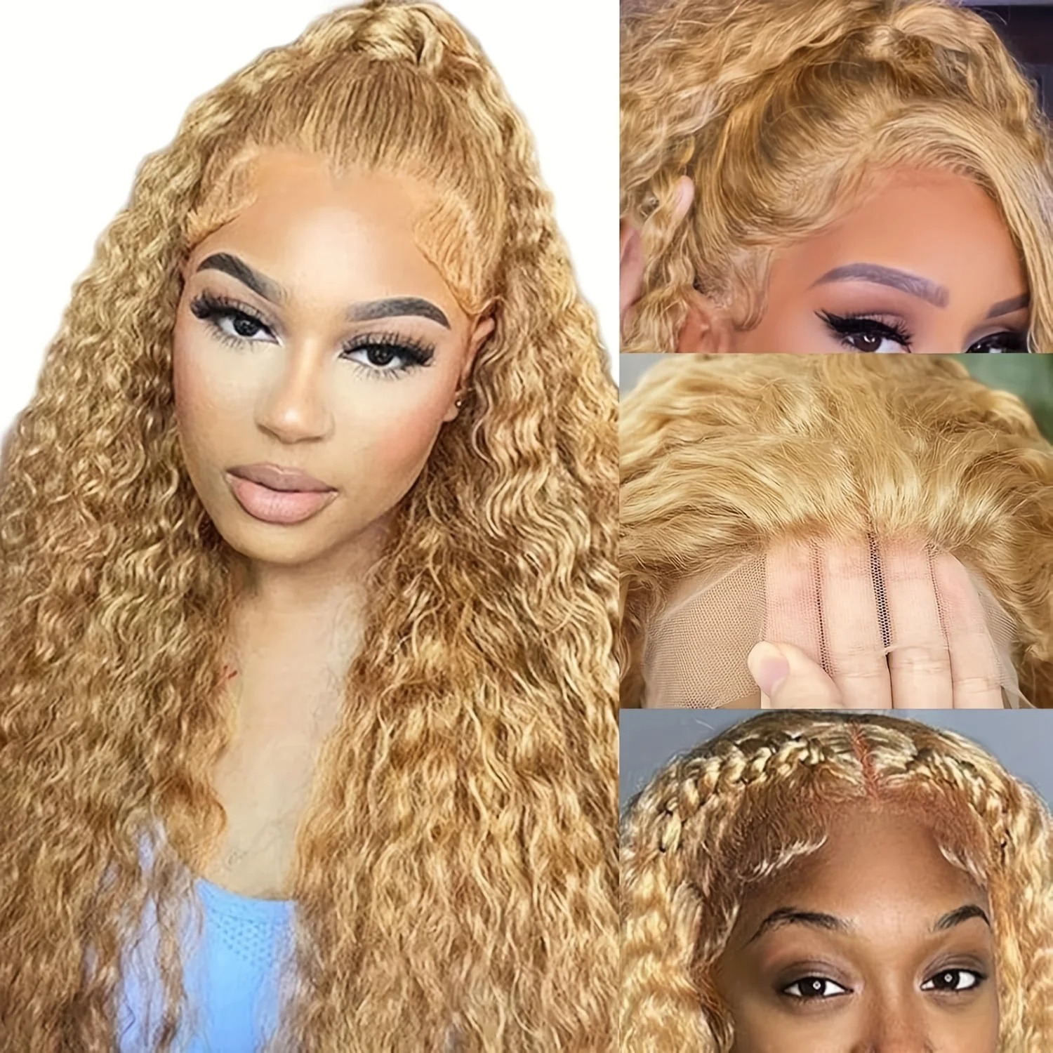 200% Density Deep Wave Frontal Wig 13x6 Hd Lace 13x4 Lace Frontal Curly Wig Water Wave Honey Blonde Wig Human Hair synthetic lace front wigs