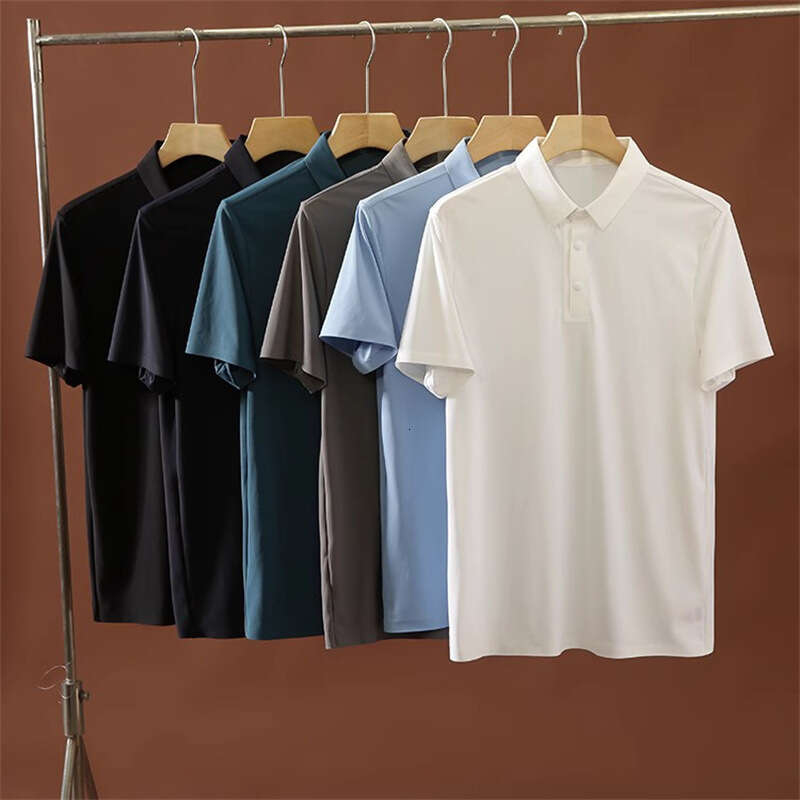 Summer Men's Cool Touch High-End Laser Cut Seamless Glued Quick-Dry Breathable Comfortable Versatile Short Sleeve Polo Shirt with Turn-Down Colla