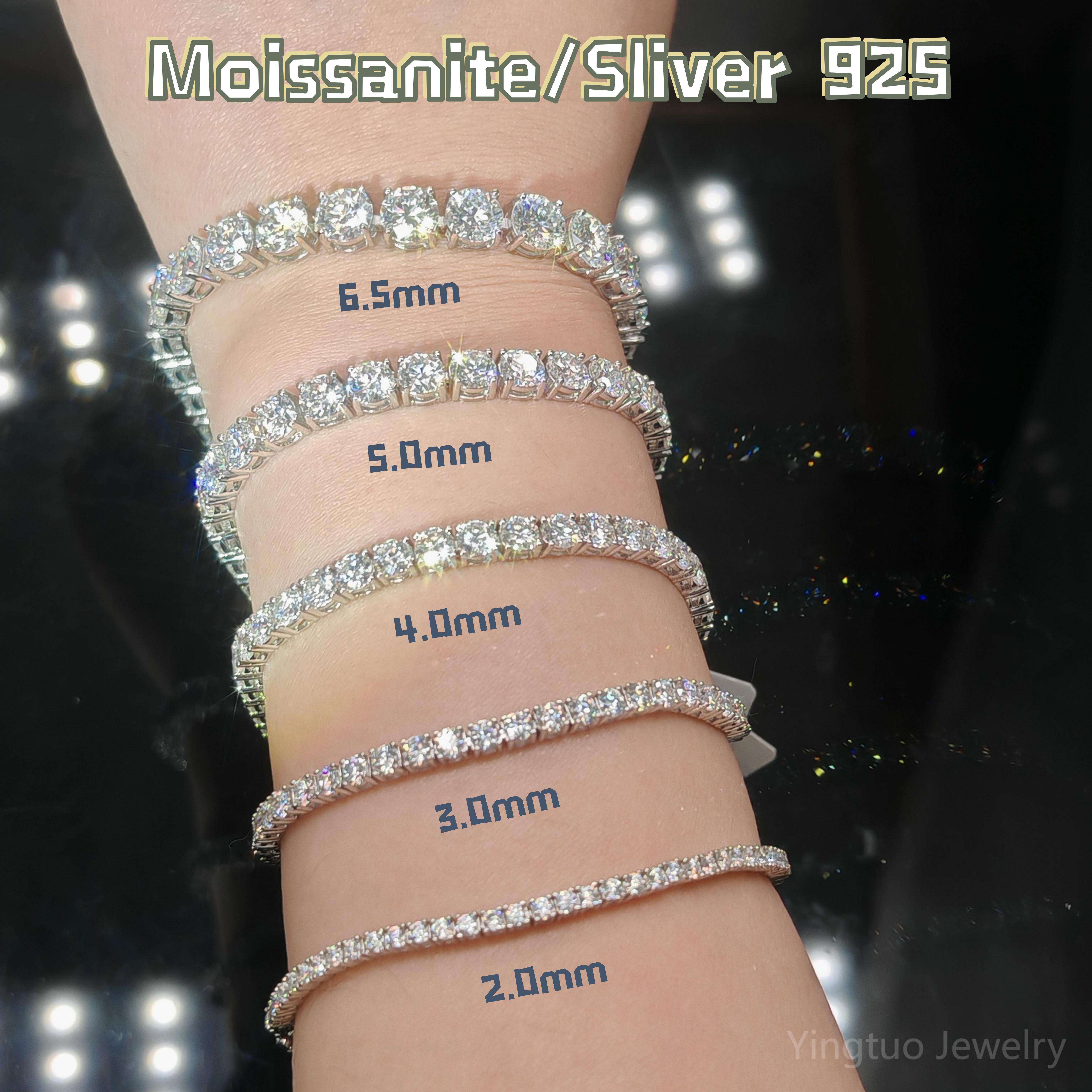 Wholesales Price 3mm Luxury Hip Pop S925 18K Gold Plated Moissanite Tennis Bracelet 3mm Fashionable Necklaces Bracelets