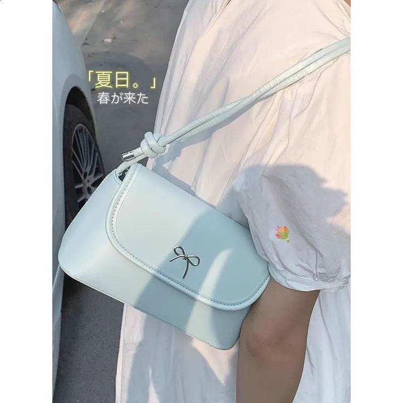 JIAERDI Harajuku Blue Underarm Bag Purse Women Girls Sweet Cute Leather Baguette Bags Female Vintage Y2k Messenger Chic 250528