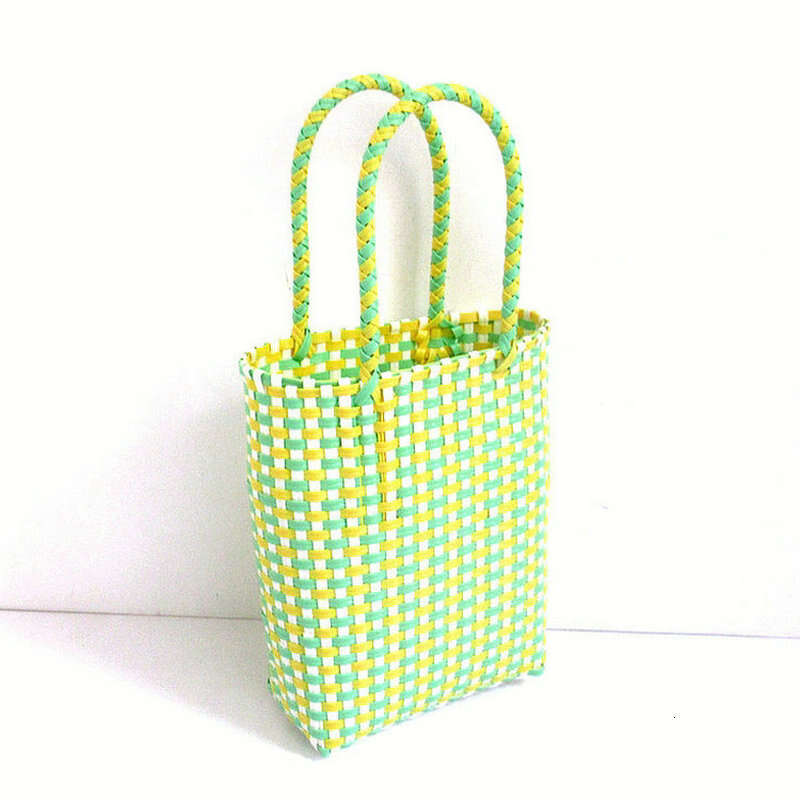 Plastic Thin Strip Woven Rectangular Small Color-Block Shopping Photo Summer Handbag Women's Bag
