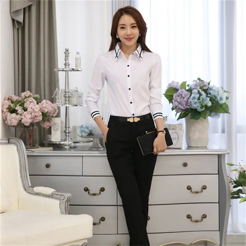Korean Fashion Women Shirts White Shirt Women Long Sleeve Shirts Tops Office Lady Basic Shirt Blouses Woman Blouse Spring Autumn 250529Z