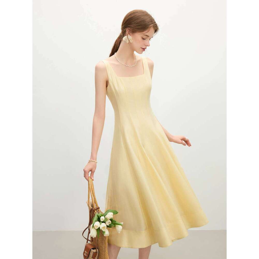 FSLE Three-dimensional Cutting High Waist Sleeveless for Women 2025 Summer New Arrival Slimming Strappy Dress 25FS12099