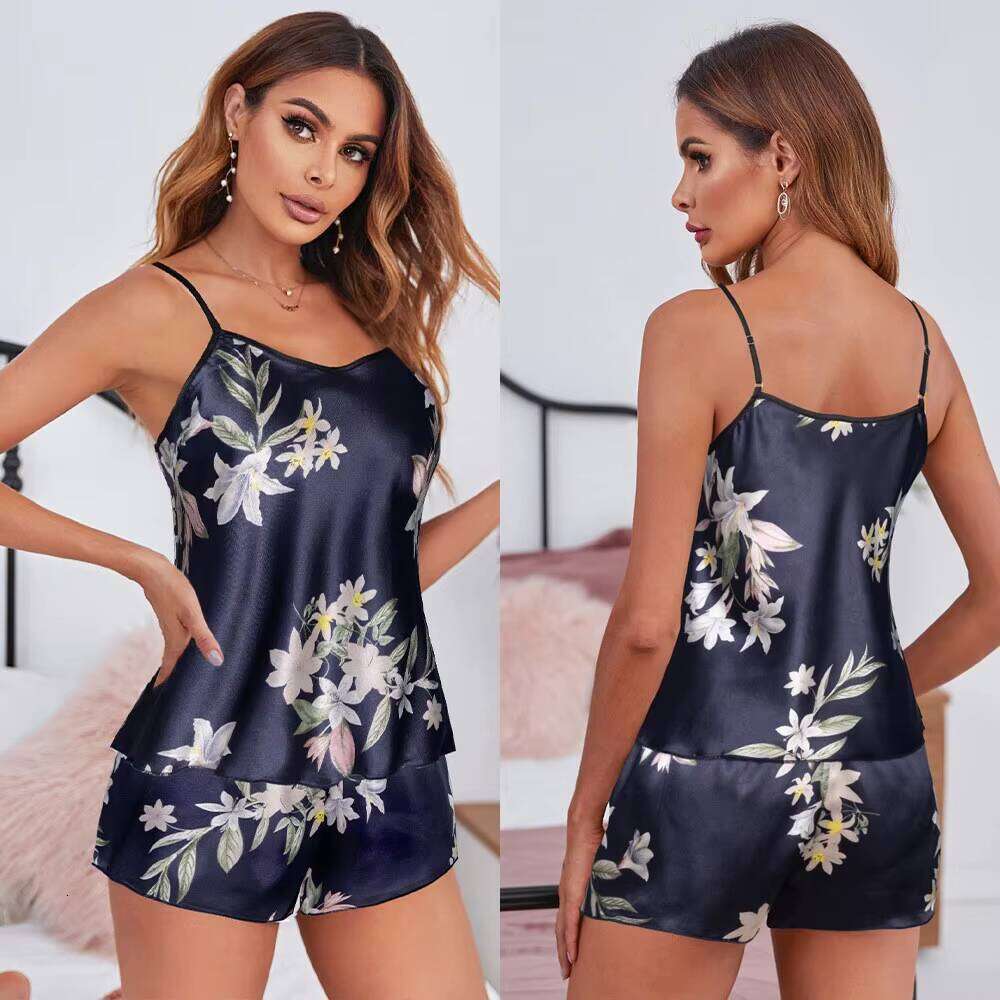 Hot Selling Two Piece Summer Suspender Pamas Two-Piece Set Women's Top And Shorts Lounge Wear Sleeveless