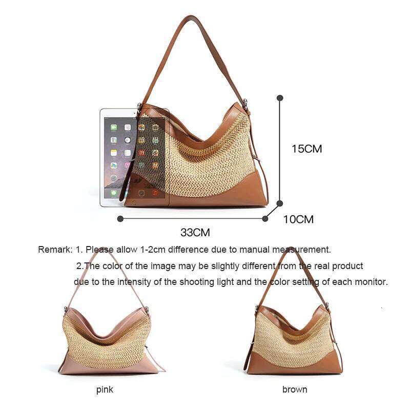 2024 Summer Women Beach Tote Lady Lazy Style Handmade Straw Plaited Shoulder Bag Female Large Capacity Woven Crossbody Messenger