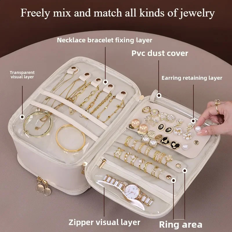 Doublelayered y cosmetic bag portable partition jewelry storage Large Capacity travel essential cosmetics organizer 250528