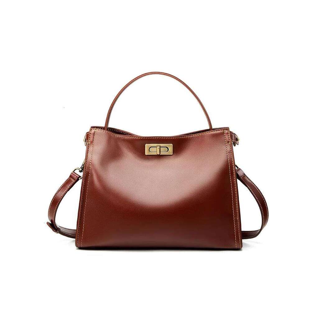 First Layer Cowhide 2025 New Vintage Large Capacity High-End One-Shoulder Crossbody Bag Women's Genuine Leather Handbag