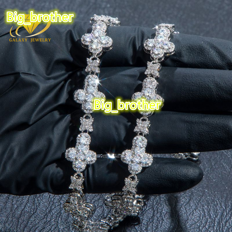 Iced Out Cross Design Moissanite Cuban Chain Necklace Hip Hop Bracelet 925 Silver Cuban Link Moissanite Bracelet Rapper Jewelry