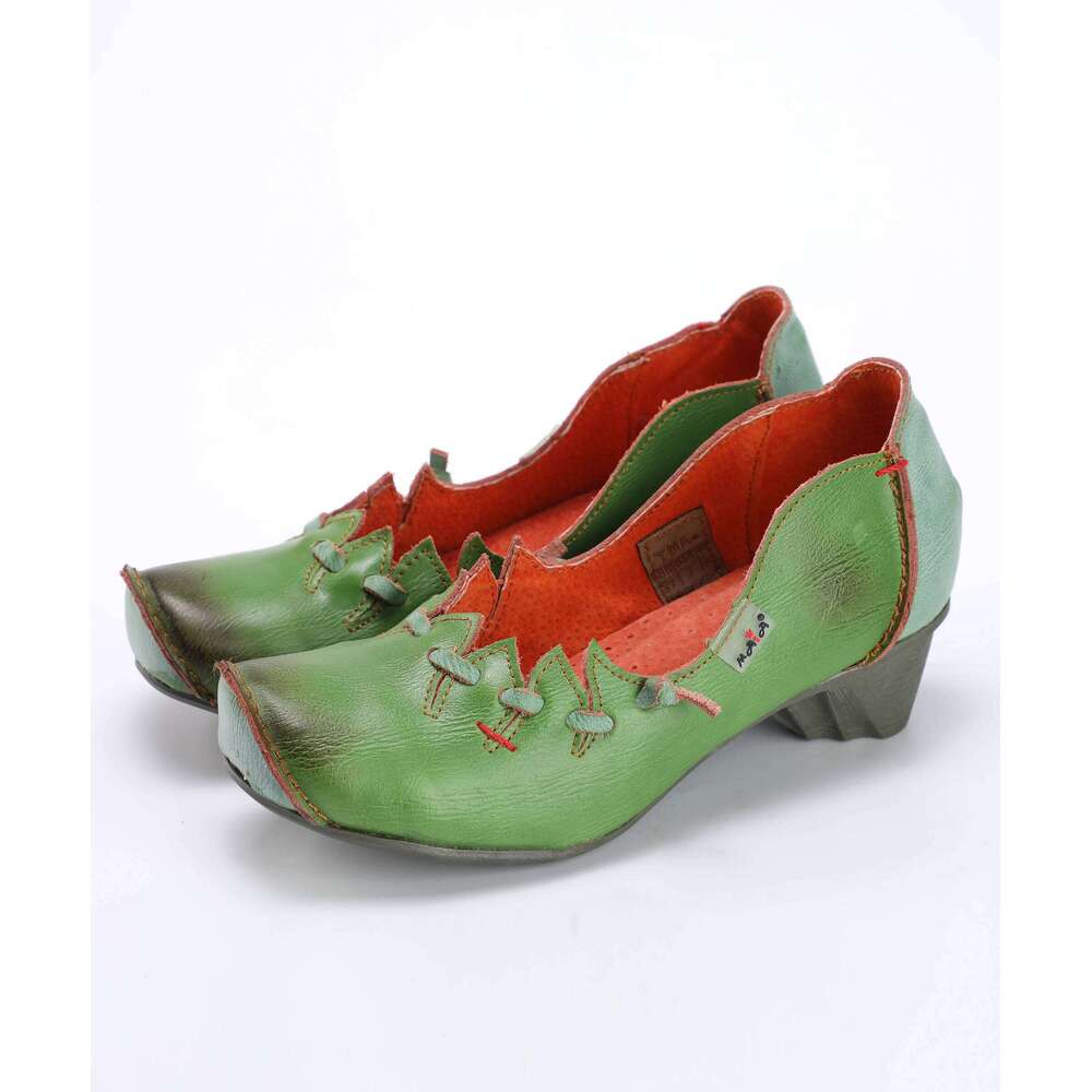 TMA EYES Women's Novelty Retro Style Low Heel Shoes with Shallow Lace