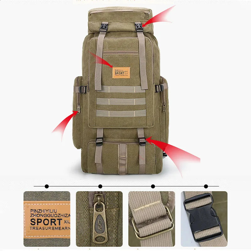 80L Backpack 600D Nylon Waterproof Trekking Hunting Bags Outdoor Rucksacks Outdoor Training Molle Knapsacks 250522