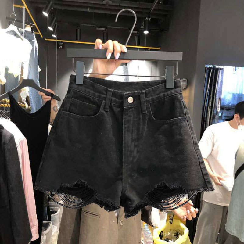 Shorts Women Denim Shorts Denim Shorts Internet Celebrity INS Style New Plus Size Loose Fit Curvy Women Korean Version Line Ripped Hot Pants For Summe