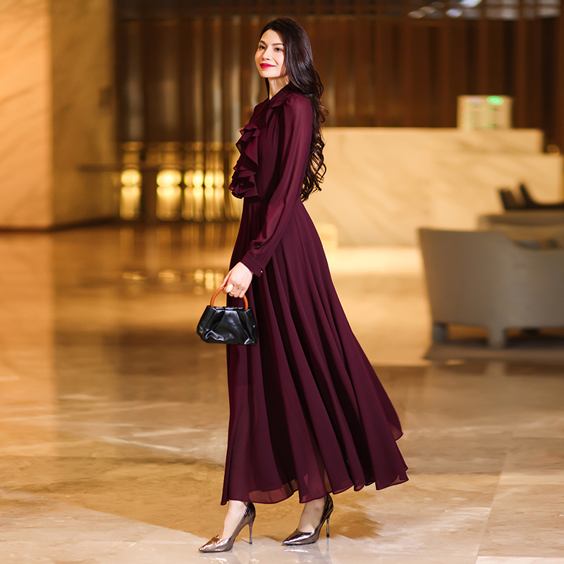 Elegant High-Waist Maxi Dress - Summer Short Sleeve Floor-Length Printed One-Piece
