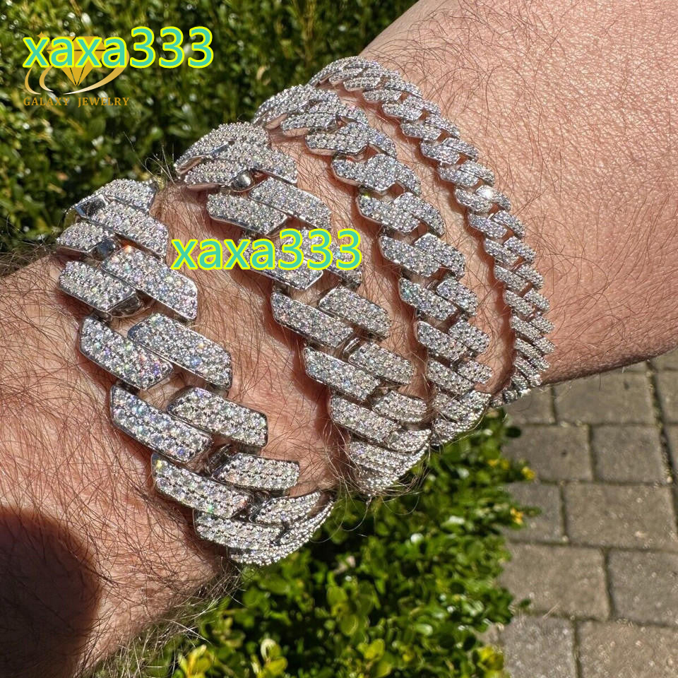 Wholesale 6mm 8mm 10mm 12mm 14mm Hip Hop Vvs Diamond Necklace Bracelet Pass Diamond Tester 925 Silver Cuban Moissanite Chain