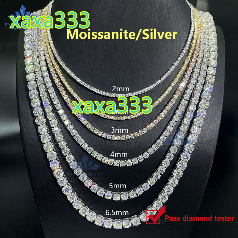 Fine Jewelry Men/Women S925 Silver Chain VVS D Colour Moissanite Tennis Chains Gold Plated Weddings Parties Gifts Engagements
