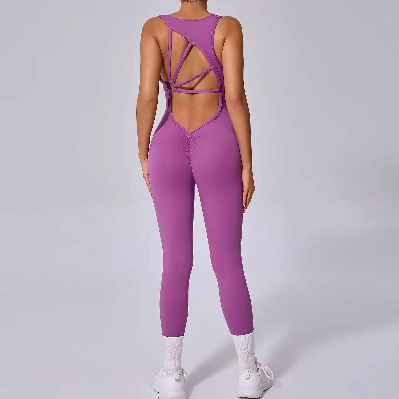 Sportswear Woman Gym Fiess Overalls Sporty Jumpsuit NEW Sport Set Women Yoga Clothes One Piece Outfit Purple Red
