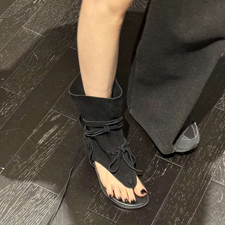 Sheepskin Version ~ Korean Style Niche Toe Clip Flip-Flops for Women Outdoor 2025 Spring Summer New Flat Sandals Cool Boots