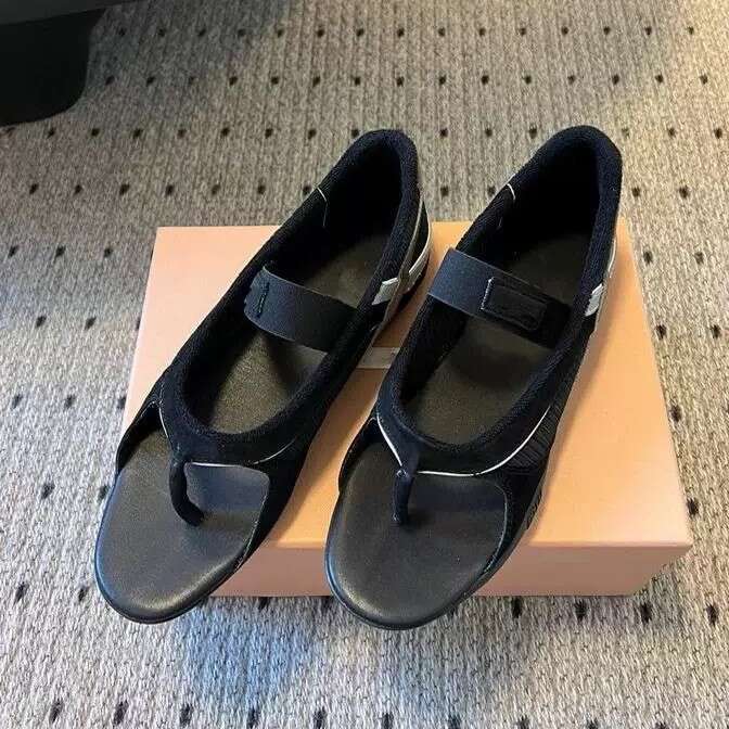 Sheepskin Version ~ Korean Style One-Strap Flat Toe Post Sandals for Women 2025 New Spring Summer Sports Dexun Shoes