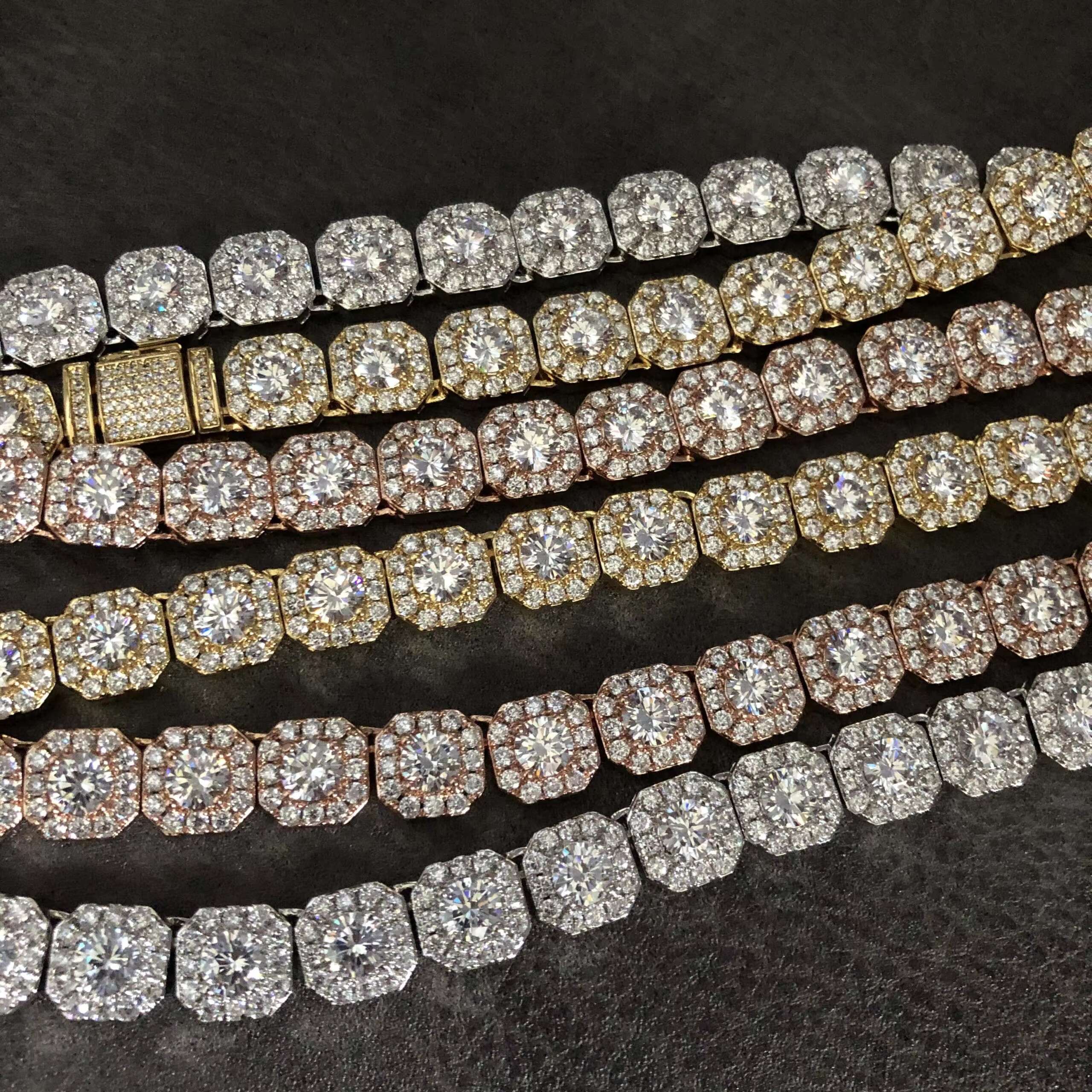 Hip Hop Clustered Necklace 925 Sterling Silver Diamond Custom 5mm Moissanite Men Tennis Chain