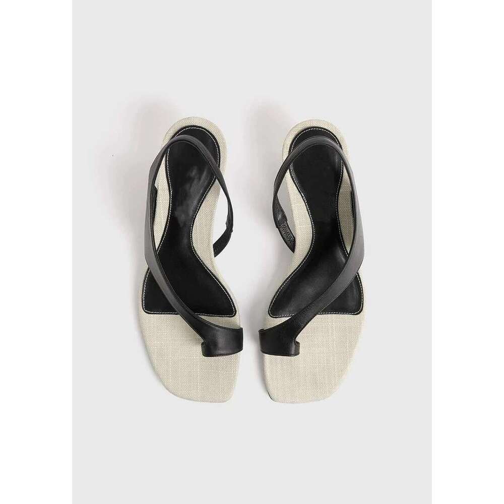 Cowhide Version ~ Row Style Square Flat Ring for Women 2025 Summer Versatile Open Toe Beach Roman Sandals