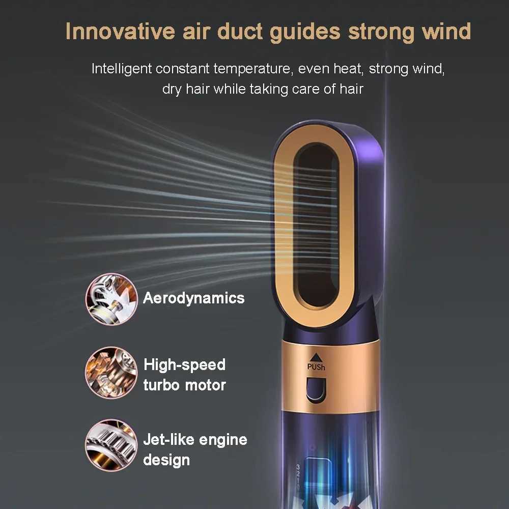 6 in 1 Blow Dryer Brush Versatile Hair Styler Rotating Curling Wand Straightener Ionic Hot Air Comb for WomenXJ250528