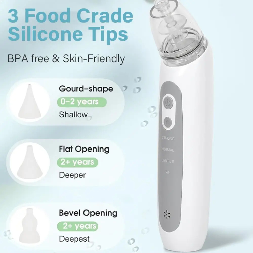 Nasal Aspirator for Baby Electric Nose Aspirator Automatic Nose Cleaner with 3 Silicone Tips Adjustable Suctions Music Soothing 250529