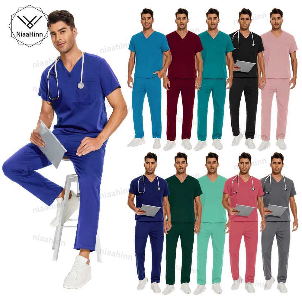Niaahinn High Quality Scrub Workwear Multicolor Surgical Gown Men Women Hospital Doctors Nurses Accessories Dental Clinic ScrubsXJ250529