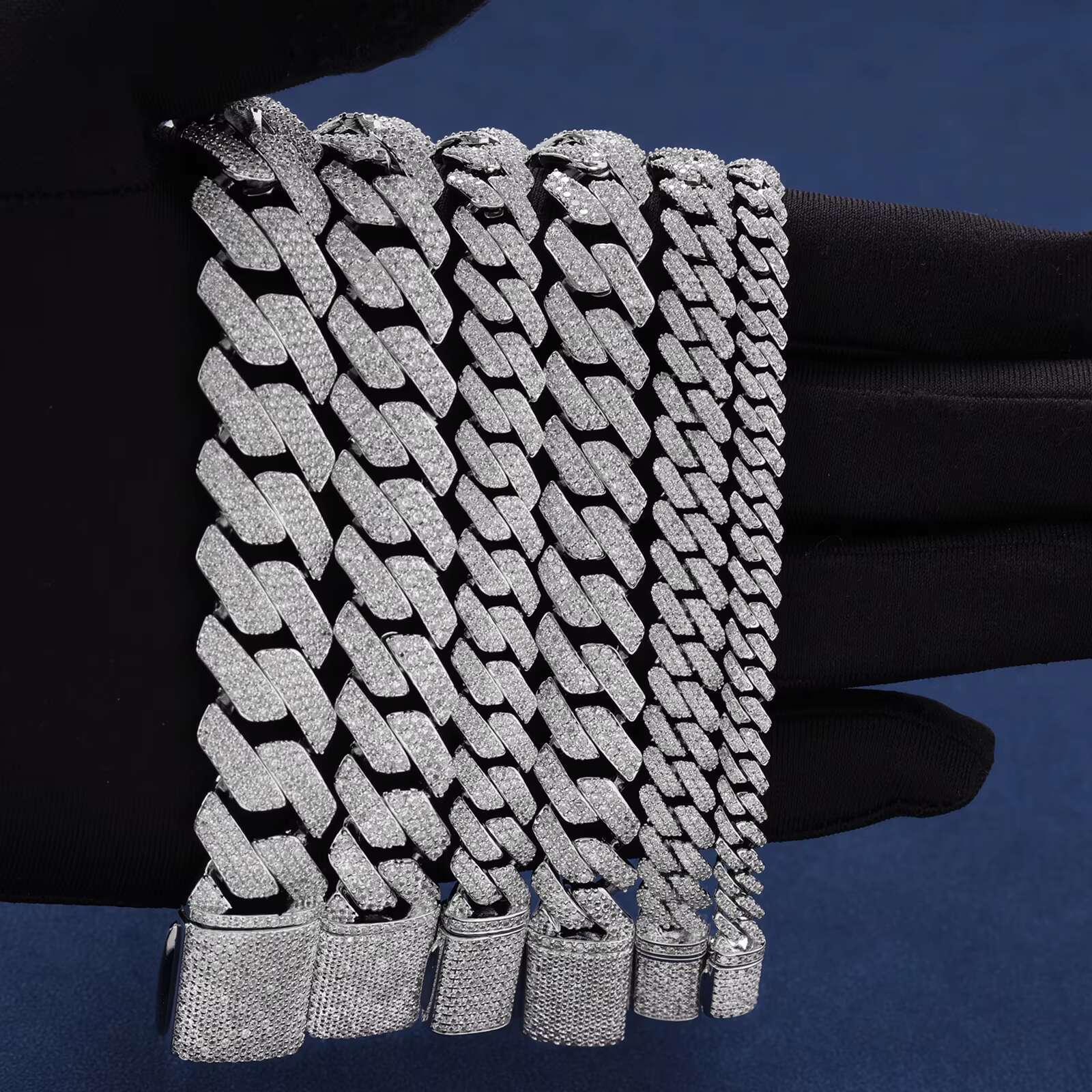 Hip Hop Fashion Brass Link Cuban Chain With 14K 18K Iced Out 5A Zircon 6mm-18mm Moissanite Cuban Bracelet Necklace Jewelry
