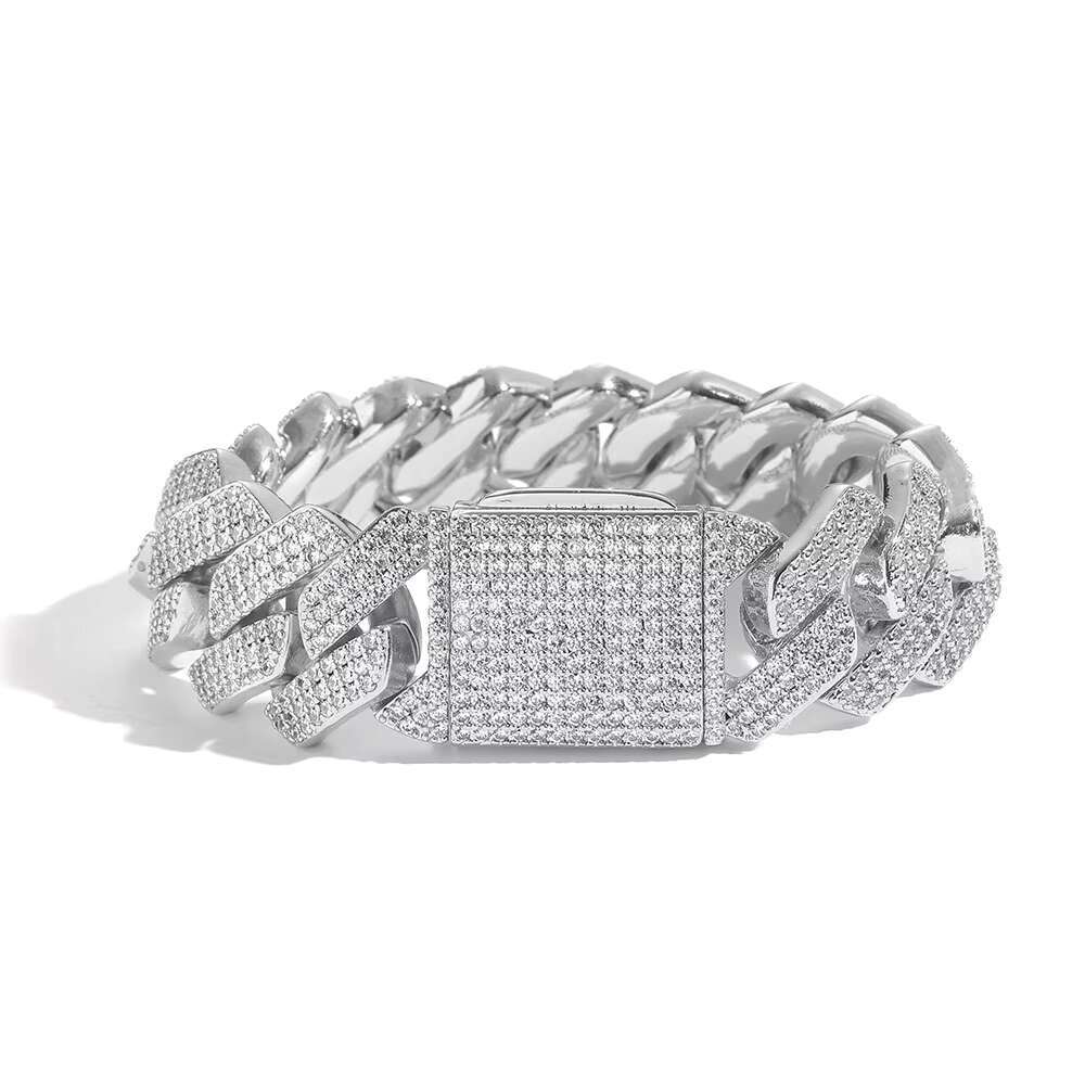 Pass Diamond Miami Hip Hop Jewelry VVS Stone Shiny 3ROW Men 925 Sterling Silver Necklace Moissanite Cuban Link Chain