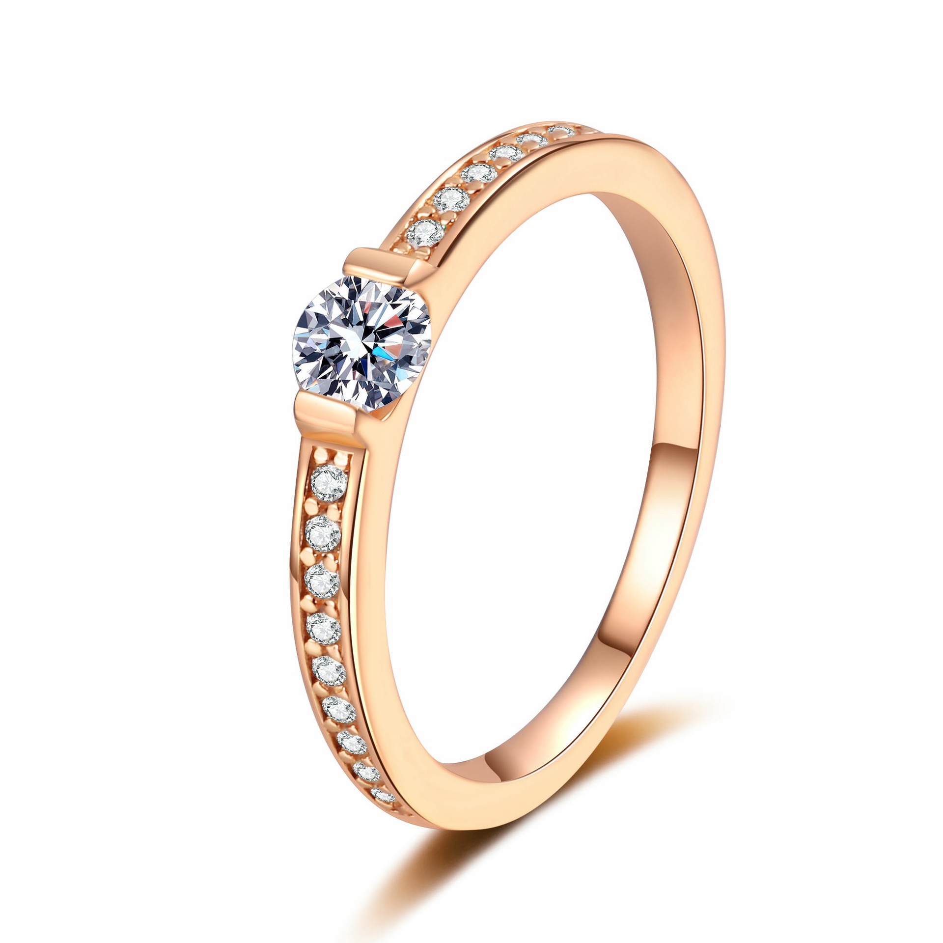 S925 Sterling Silver Champagne Gold Moissanite Ring, 30-Point Moissanite, Minimalist Design for Daily Wear
