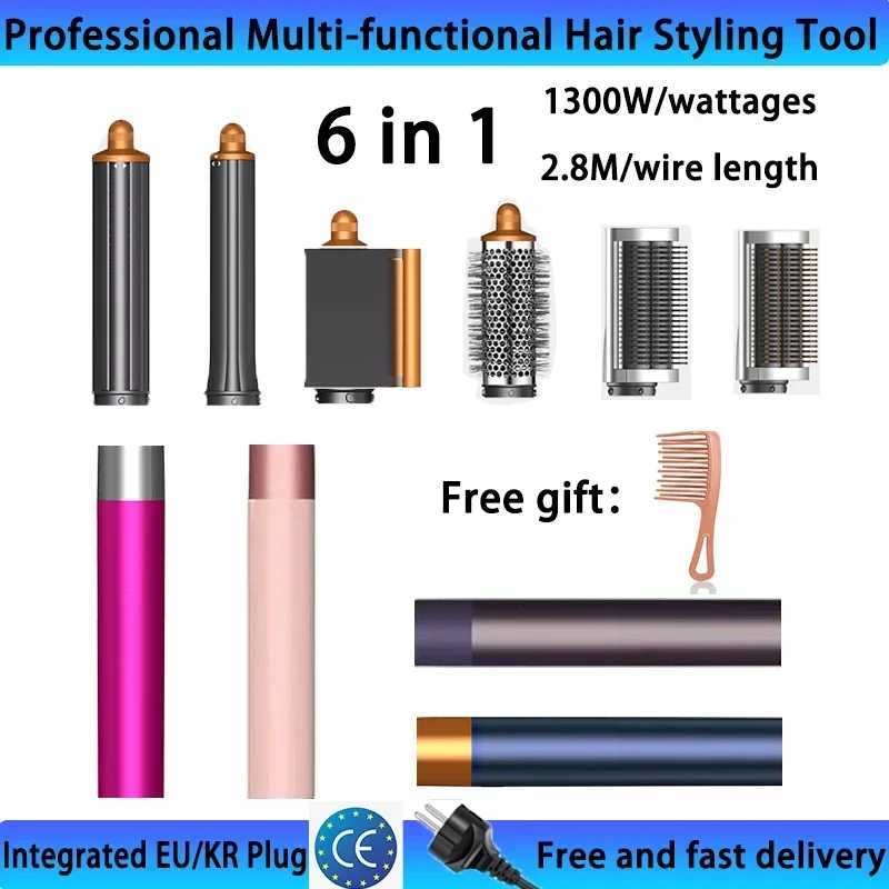 6IN1 Multi Hair Styler 1300W High Power Combines Drying Straightening and Curling Functions Suitable for Home and Salon UseXJ250528