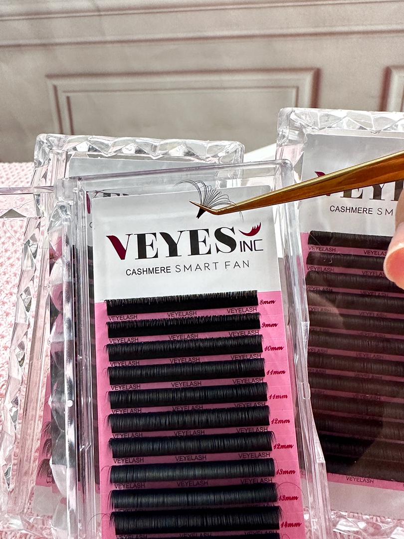 Veyes Easy Fans Matte Dark Black Faux Mink Lash Extensions 30mm Synthetic Hair BC 15mm 10mm Cashmere Lash Extension Trays