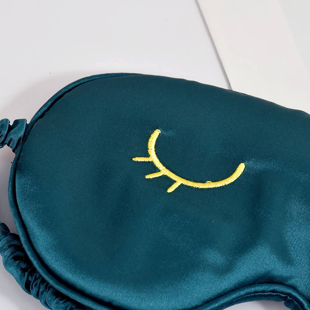 Double-sided silk-like embroidered eyelash eye mask for eye fatigue relief, light-blocking sleep eye mask in stock for wholesale