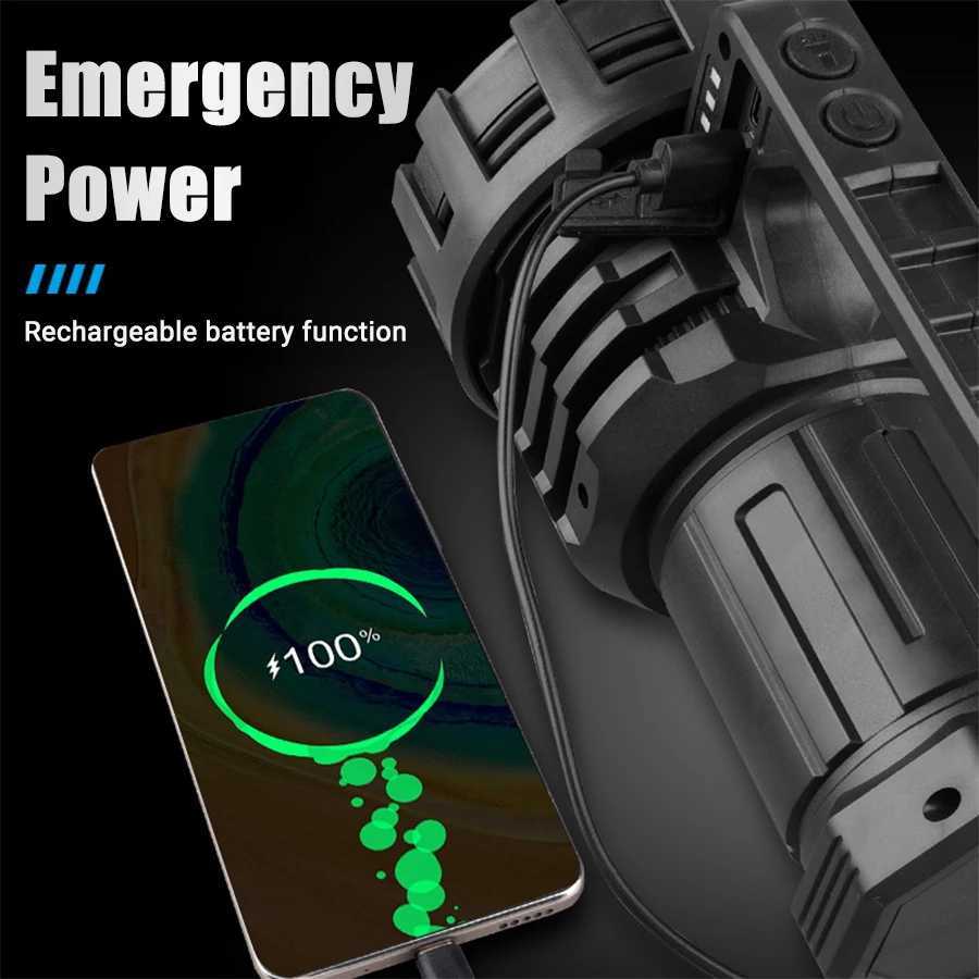 Rechargeable High Power LED Flashlights Ultra Long Lighting Distance Lamp Searchlight Bright Powerful Lantern Torches XJ250529