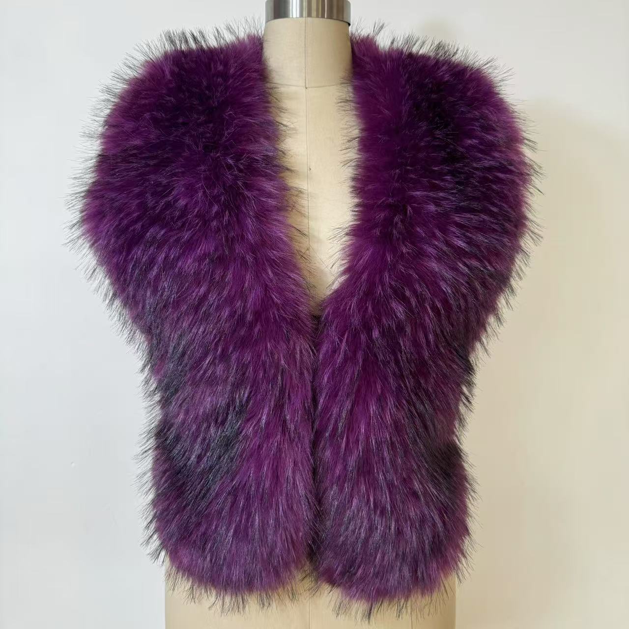 Streetwear New Faux Raccoon Fur Vest Women Fuax Fur Halter Top vest