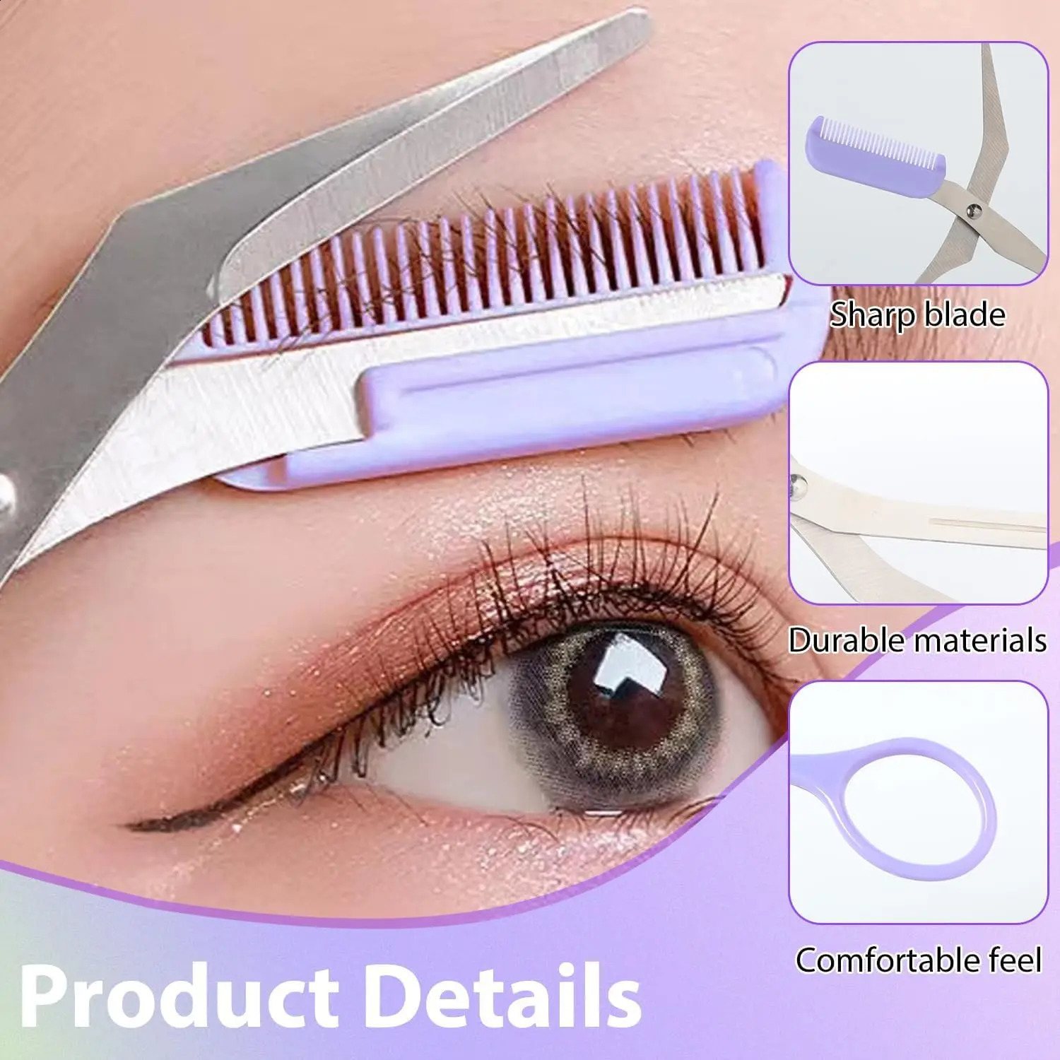 1PCS Eyebrow Trimmer Scissor2024 Stainless Steel Scissors with Comortable Non Slip Professional 250516