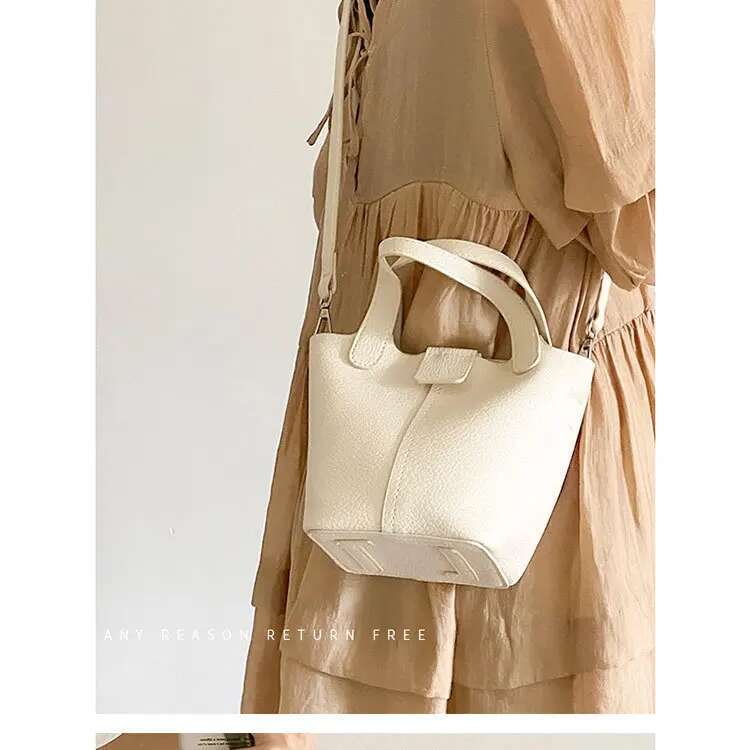 Soft Leather Handbag New Trendy Leisure Bucket Versatile Single Shoulder Crossbody Bag
