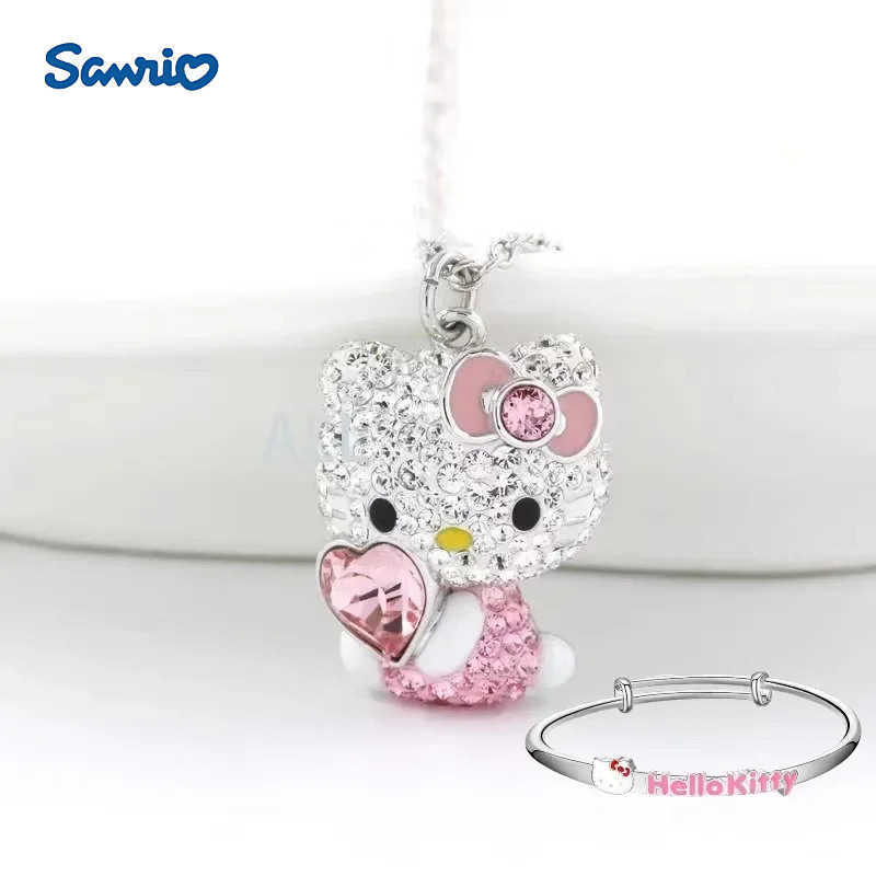 Sanrio Sanrio Hello Kitty Necklace Diamond Hello Kitty Pendant Girls Fashion Decoration Clavicle Chain Kids Birthday Holiday Gift XJ250529