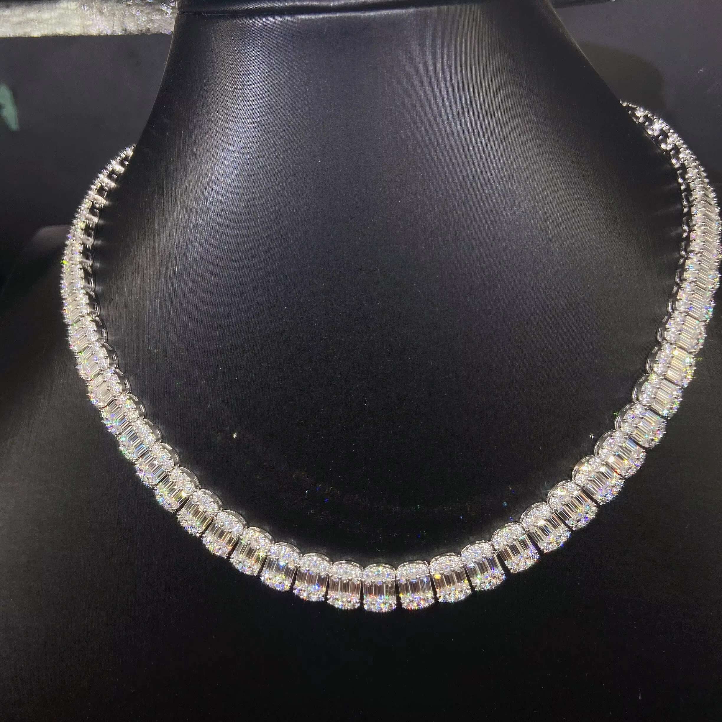 Iced Out Hip Hop Cuban Link Chains Custom Jewelry Real 925 Sterling Silver VVS Baguette Moissanite Diamond Cuban Chain