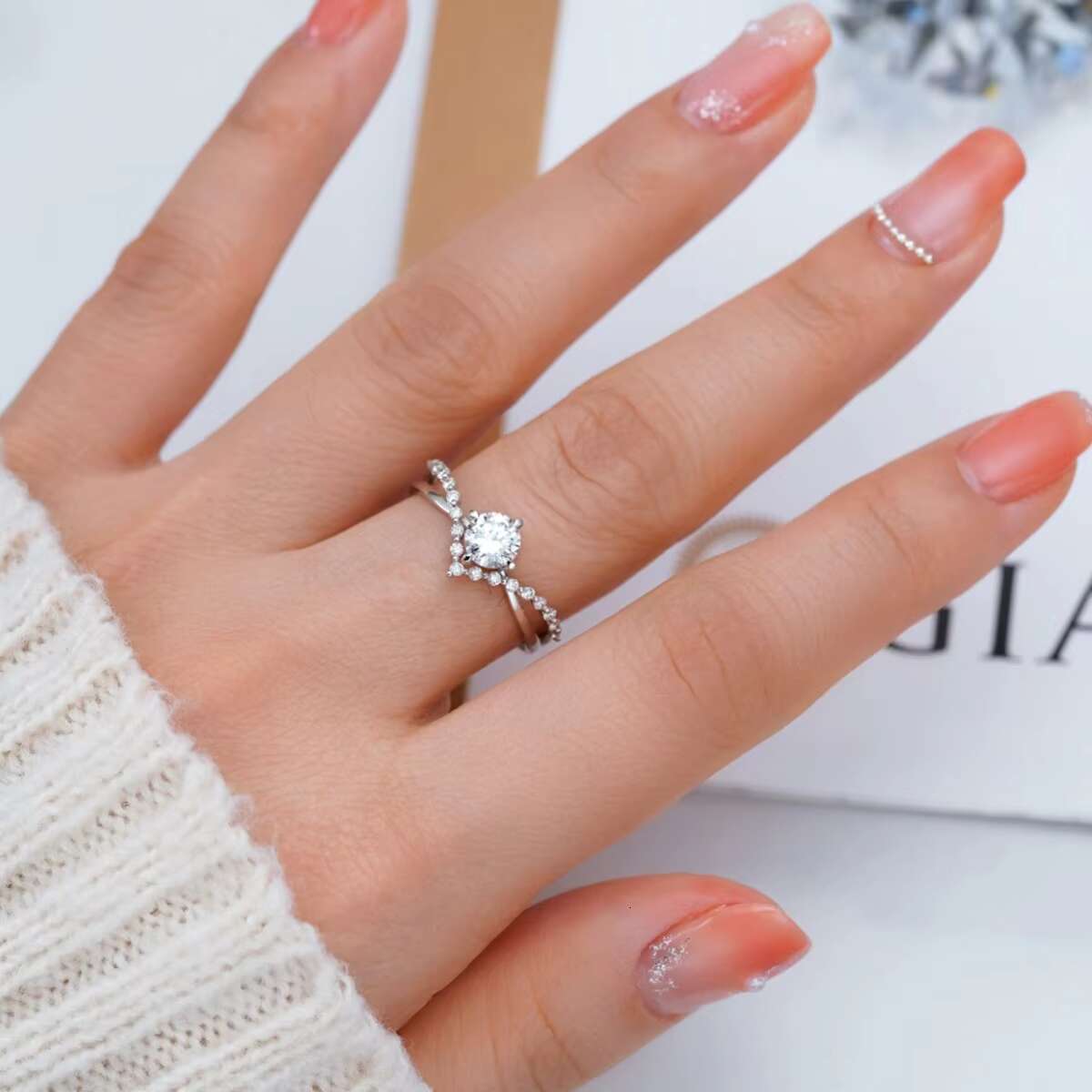 Classical Luxury 925 Sterling Silver White Diamond Finger Rings for Women Jewelry Wedding Engagement Gifts