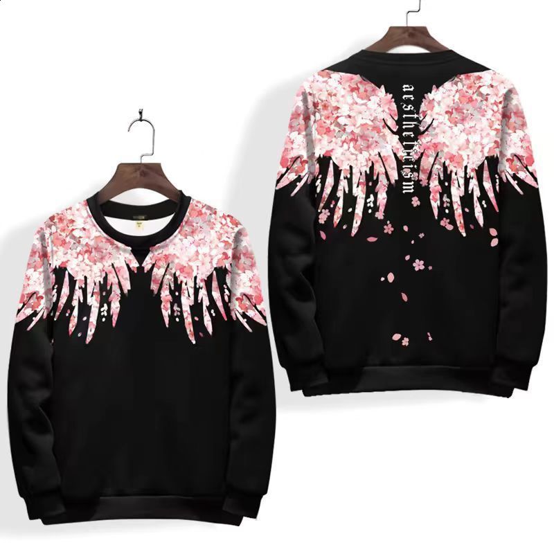 Wings Trendy Loose American Style Sweatshirt 3D Print Unisex Crew Neck Spring Autumn High-end Feel Jacket Plus Size Fashion Jacket