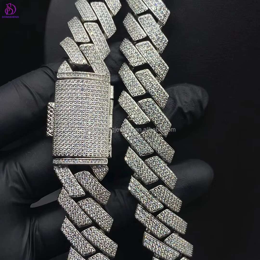 13mm 14mm 15mm High Quality 925 Sterling Silver Miami Cuban Link Chain Vvs Moissanite Fashion Jewelry Necklaces