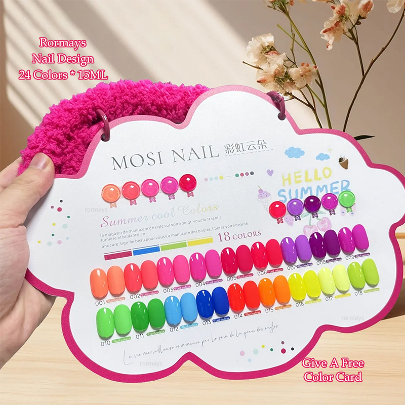 Rormays rainbow color gel polishing 18PCS mixed varnish semi permanent immersion fluorescent color ultraviolet LED primer salon Primer wholesale facto
